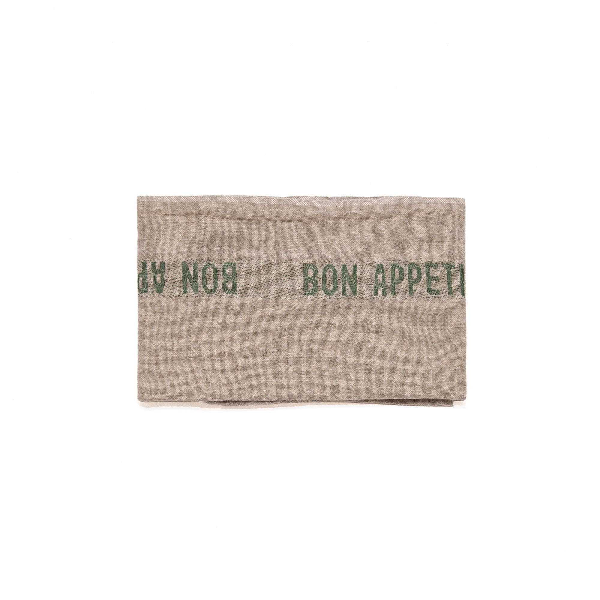 Bon Appetit Tea Towel in Linen Kaki, from Charvet Editions