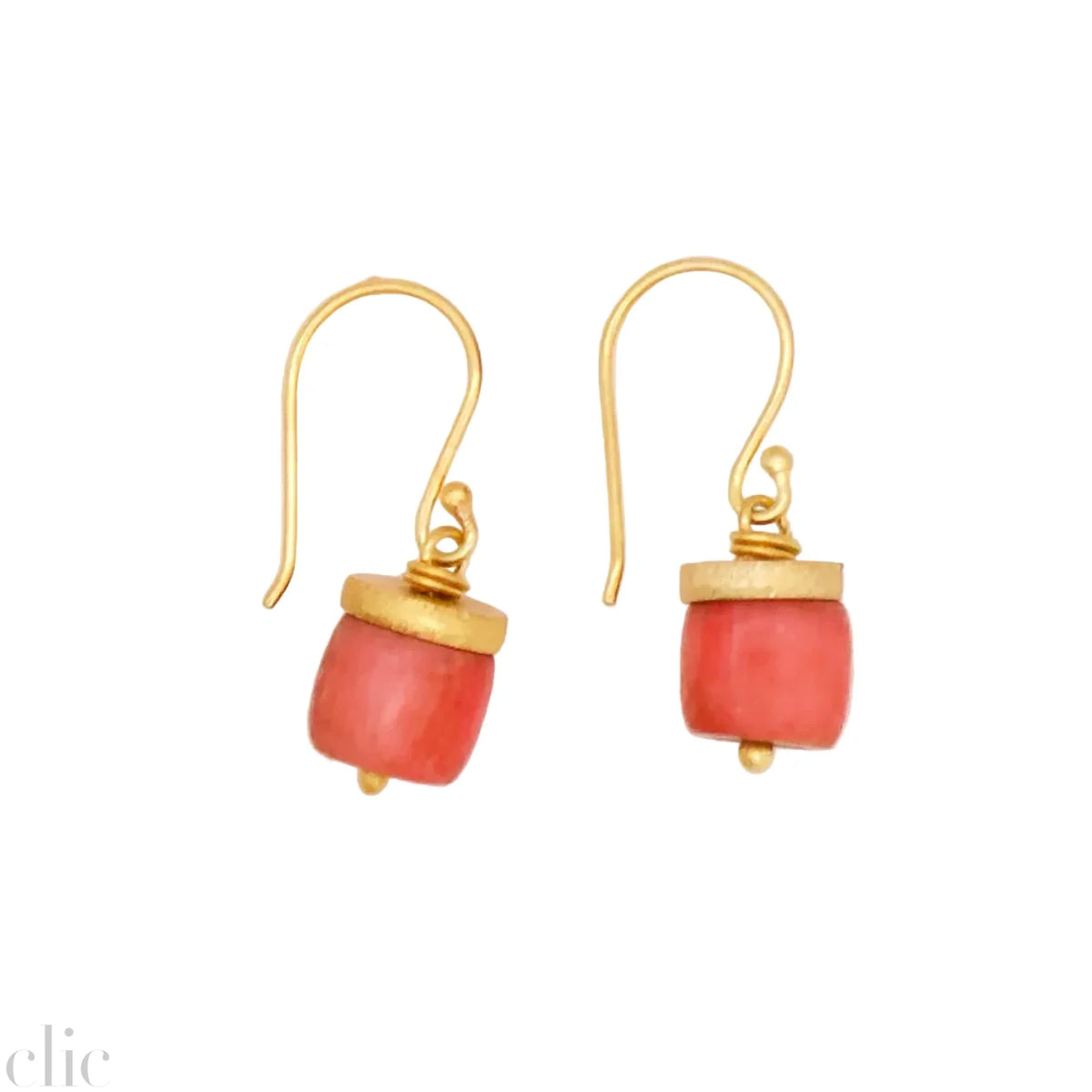 Antique Pink Coral Lantern Earrings, from Riversong
