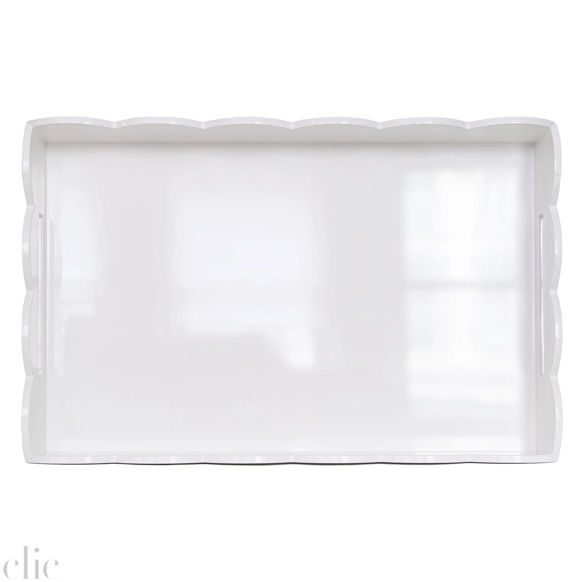 Rectangular Scallop Tray in White