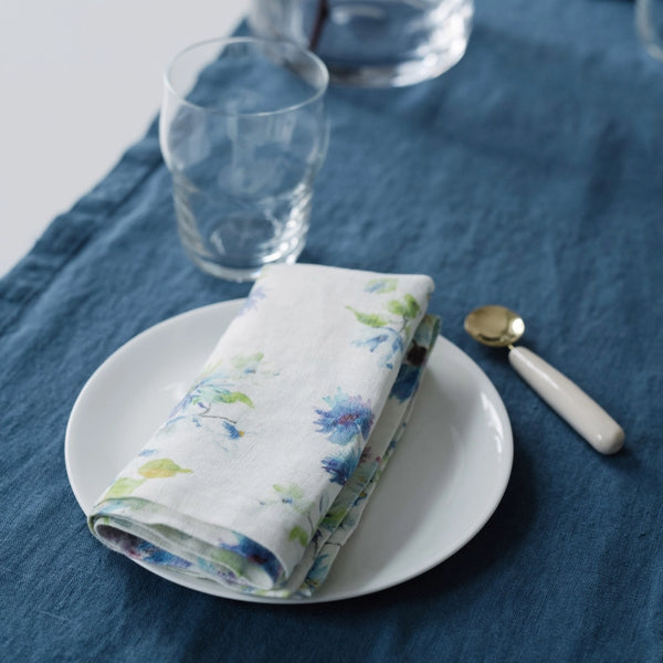 White Flowers Napkins Set of 2, from Linen Tales