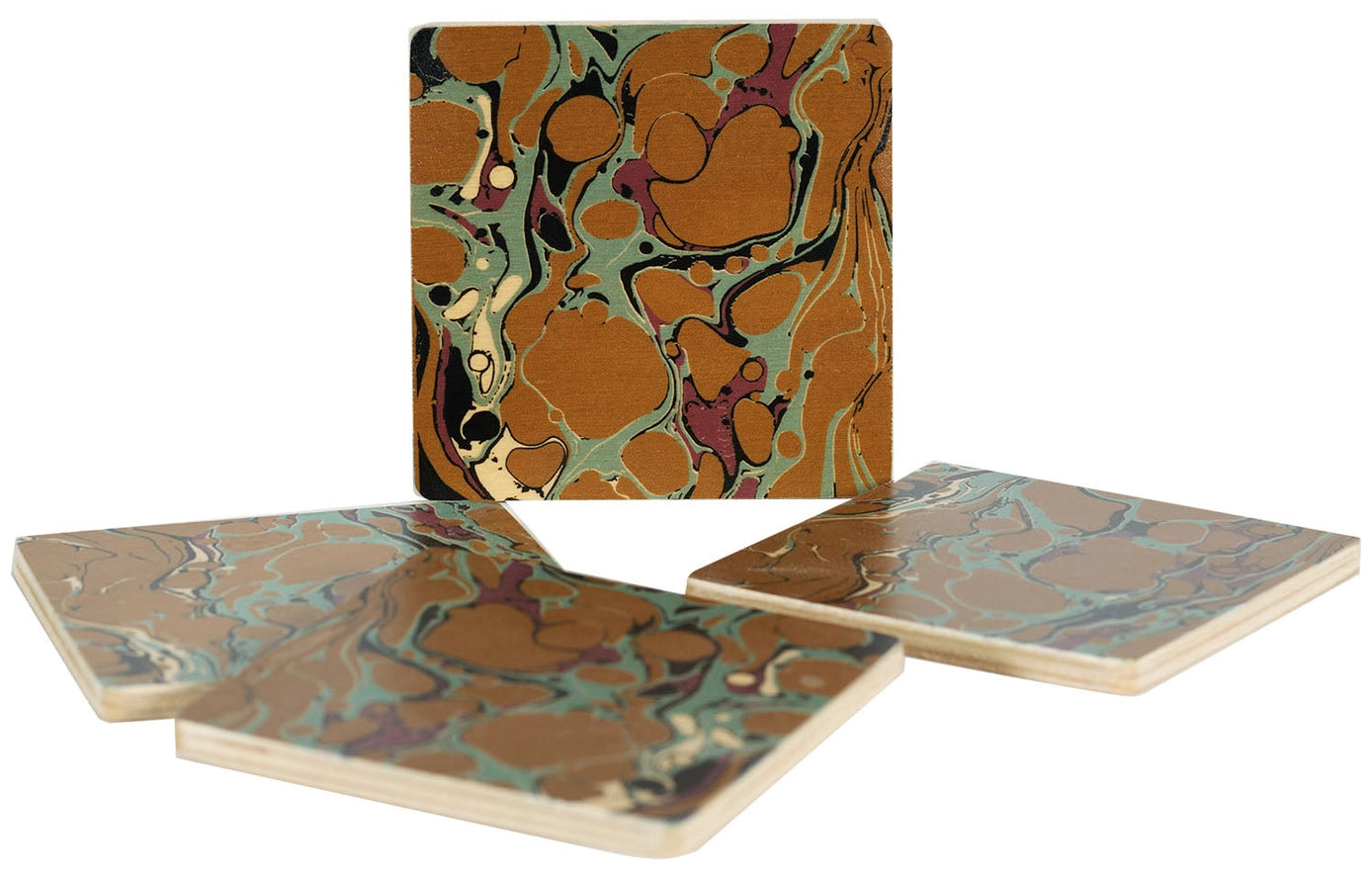 Set of 4 Olio Coaster in Copper, from Wolfum