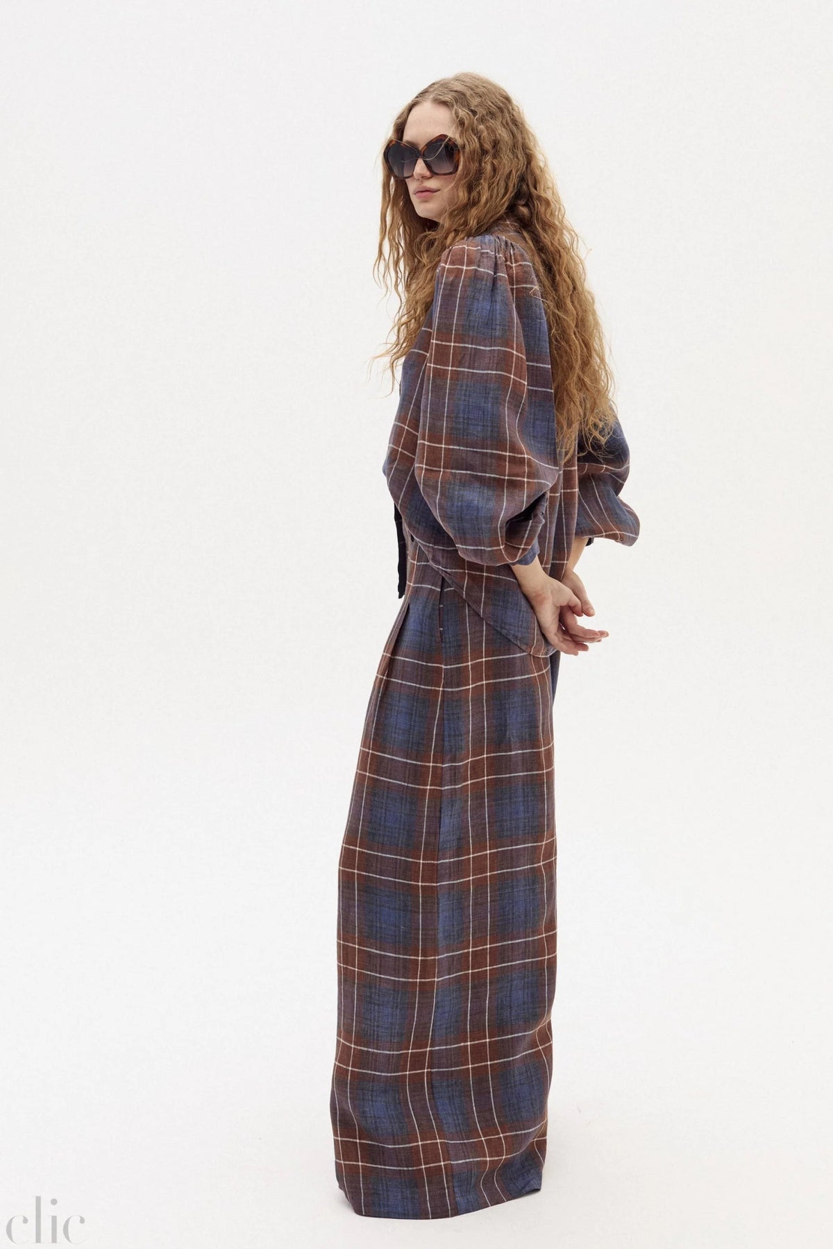 Super Culotte Linen Pants in Forest Checks, from Lanhtropy