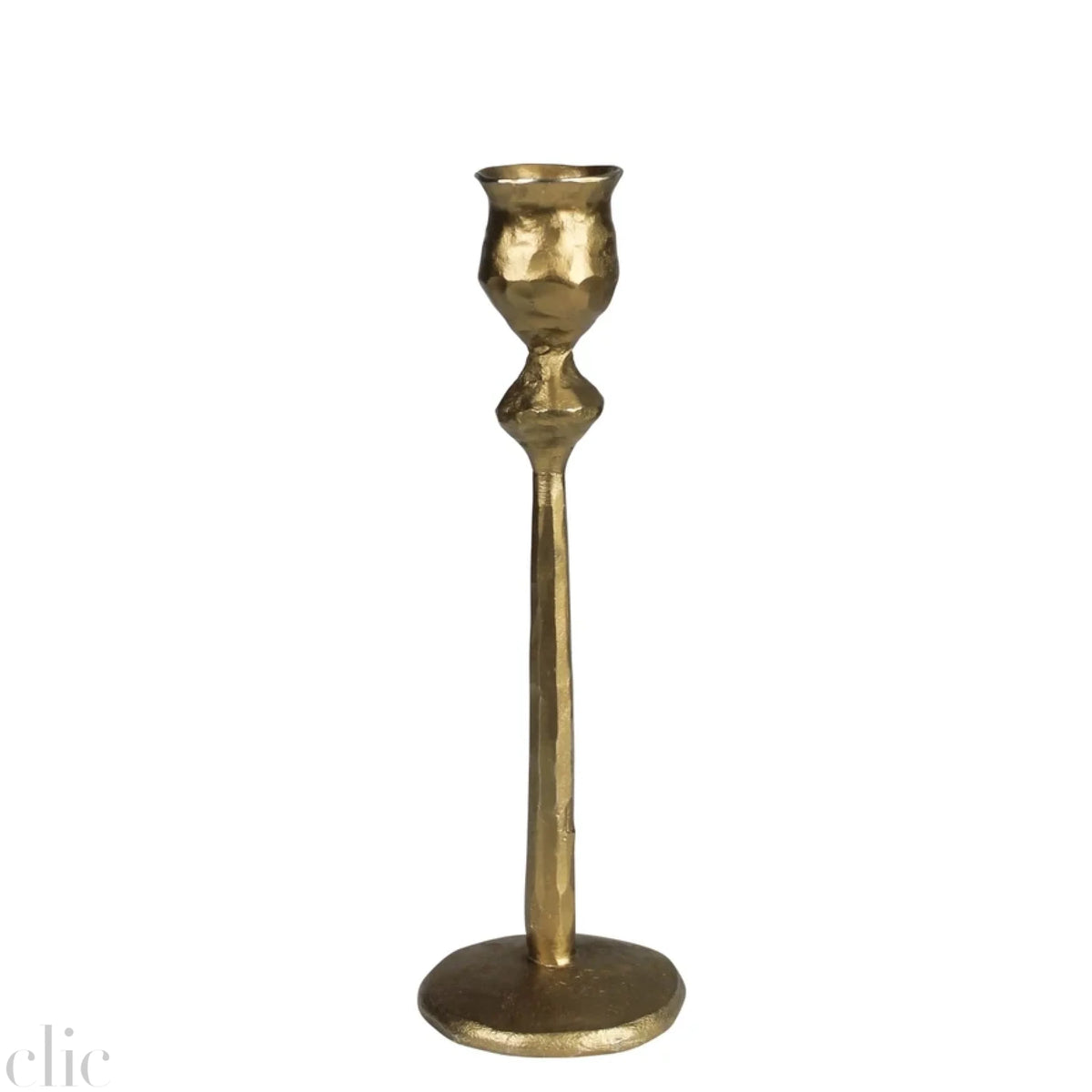 Medium Sonrisa Taper Candle Holder in Brass, from HomArt
