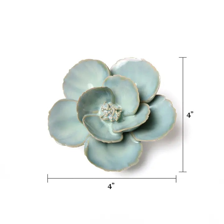 English Garden Lotus Ceramic Flower in Teal, from Chive