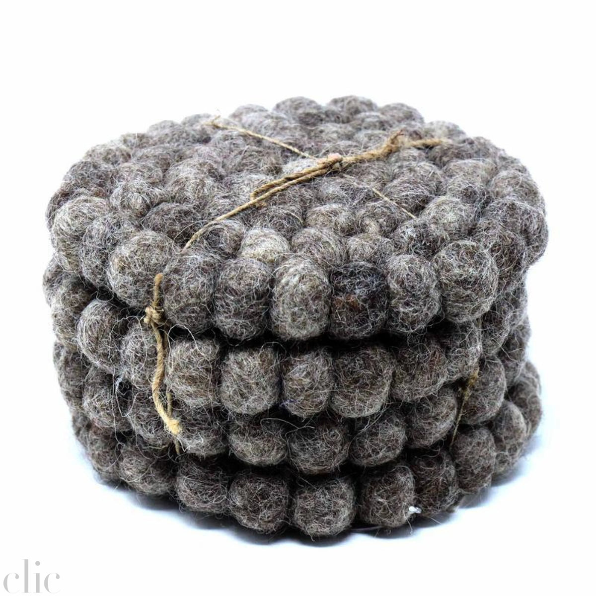 Set of 4 Felt Ball Coasters in Dark Grey