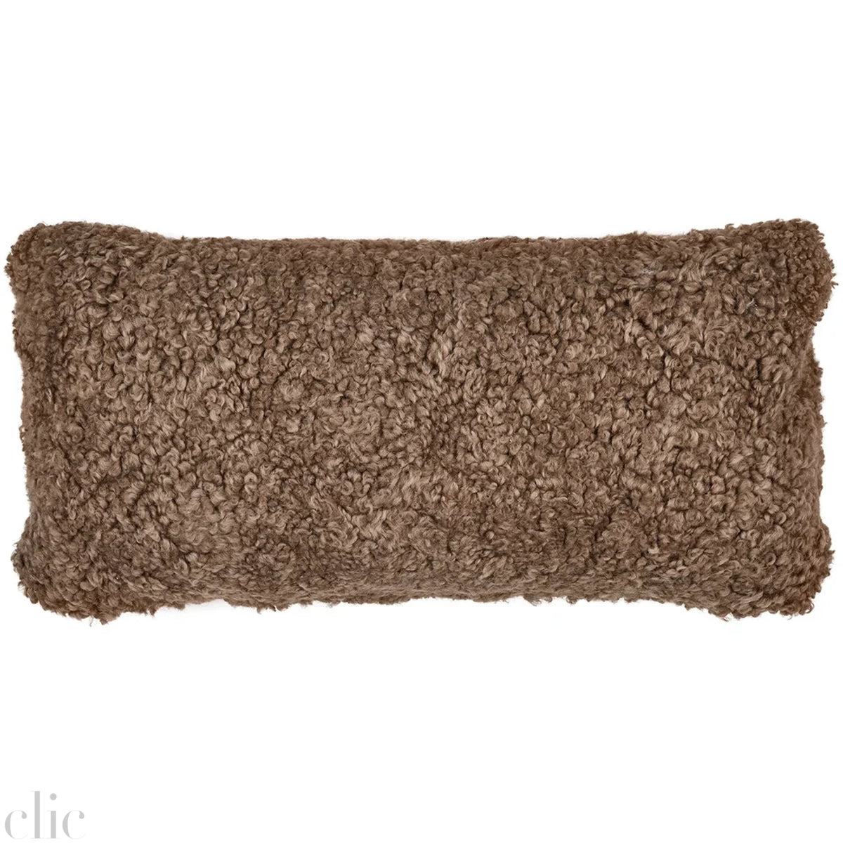 Double Sided Short Curly Sheepskin Cushion in Taupe