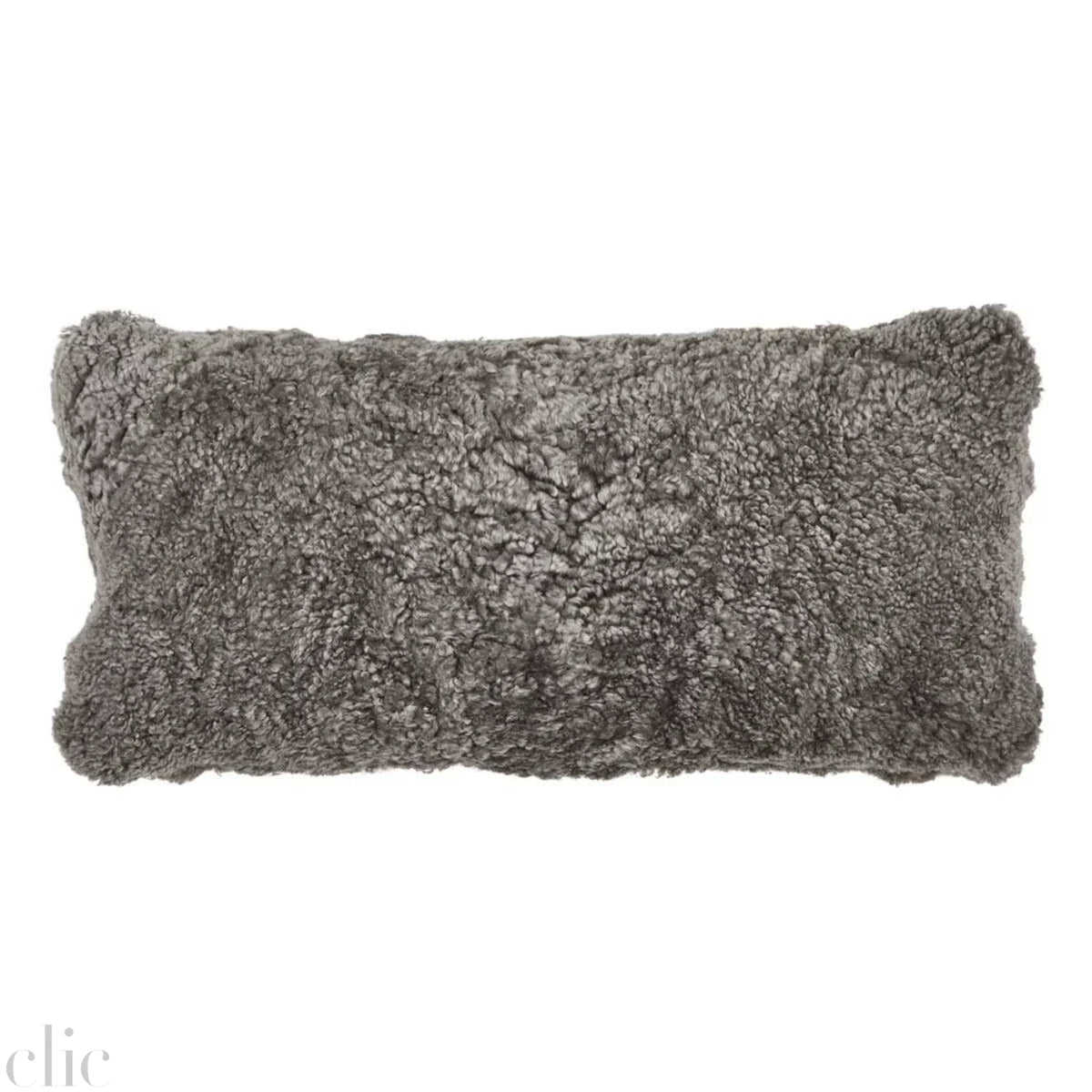 Double Sided Curly Sheepskin Cushion in Graphite