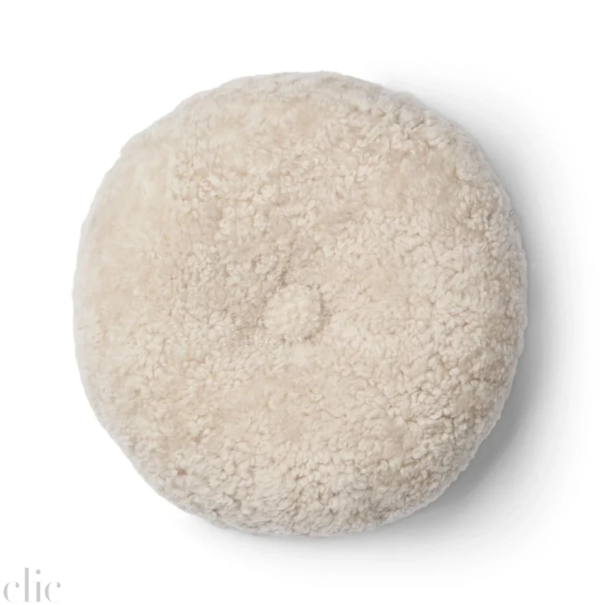 Round Double Sided Sheepskin Cushion in Pearl