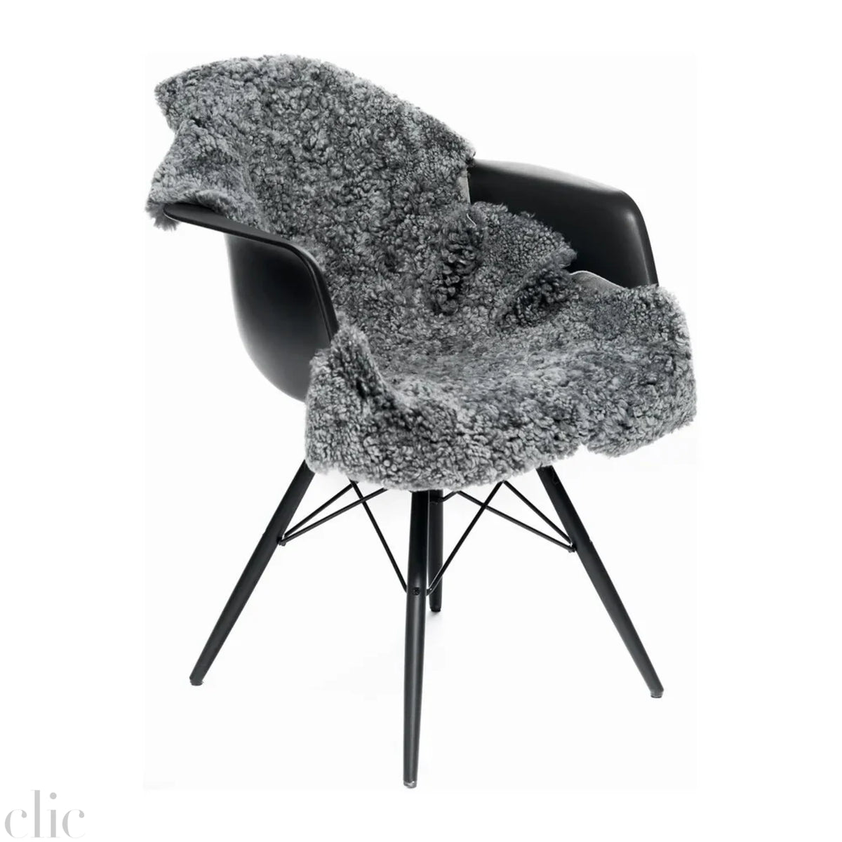 Curly Sheepskin Rug in Light Grey