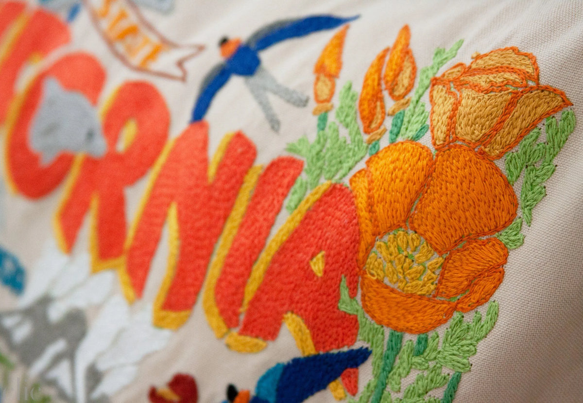 California Embroidered Pillow