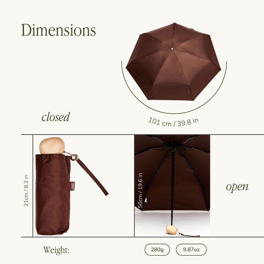 Mini Pocket Umbrella in Espresso Brown, from Original Duckhead