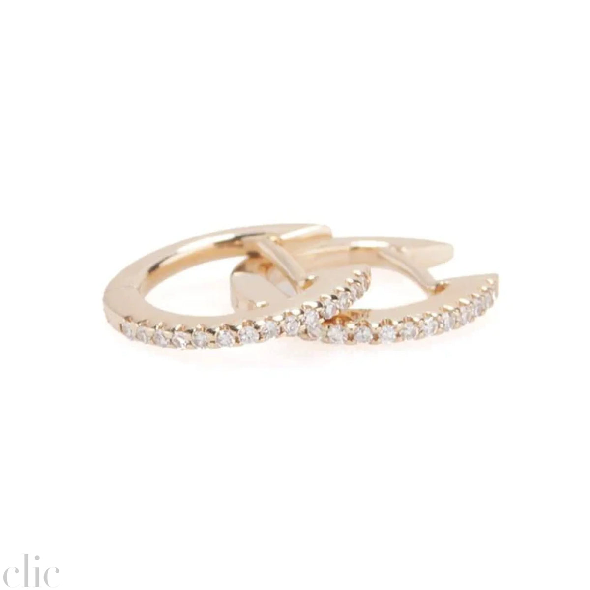Classic Diamond Huggie Earrings with Pave Diamonds in Yellow Gold, from Zofia Day