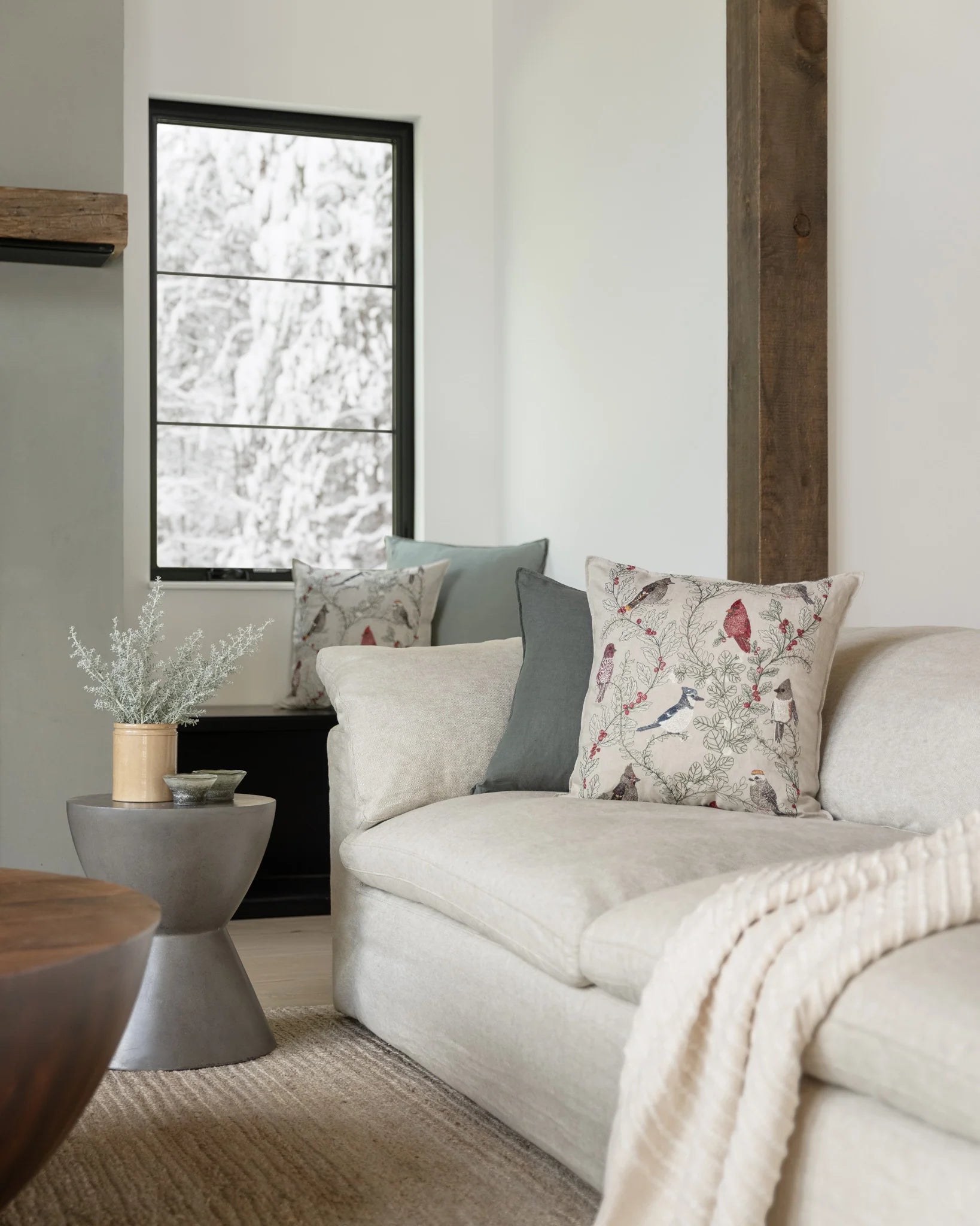 Winter birds Pillow, from Coral & Tusk