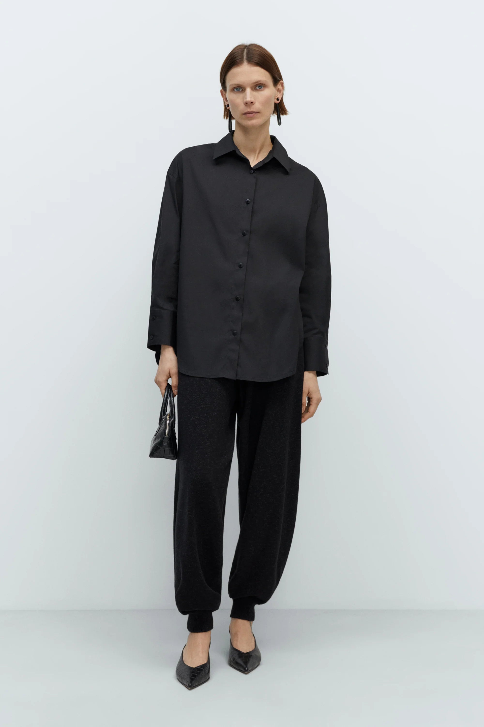 Flecked Cotton Pants in Anthracite, from Cordera