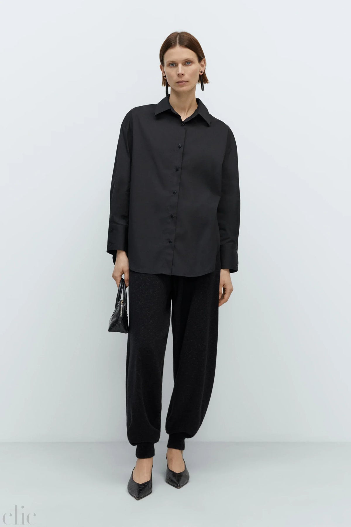 Flecked Cotton Pants in Anthracite, from Cordera