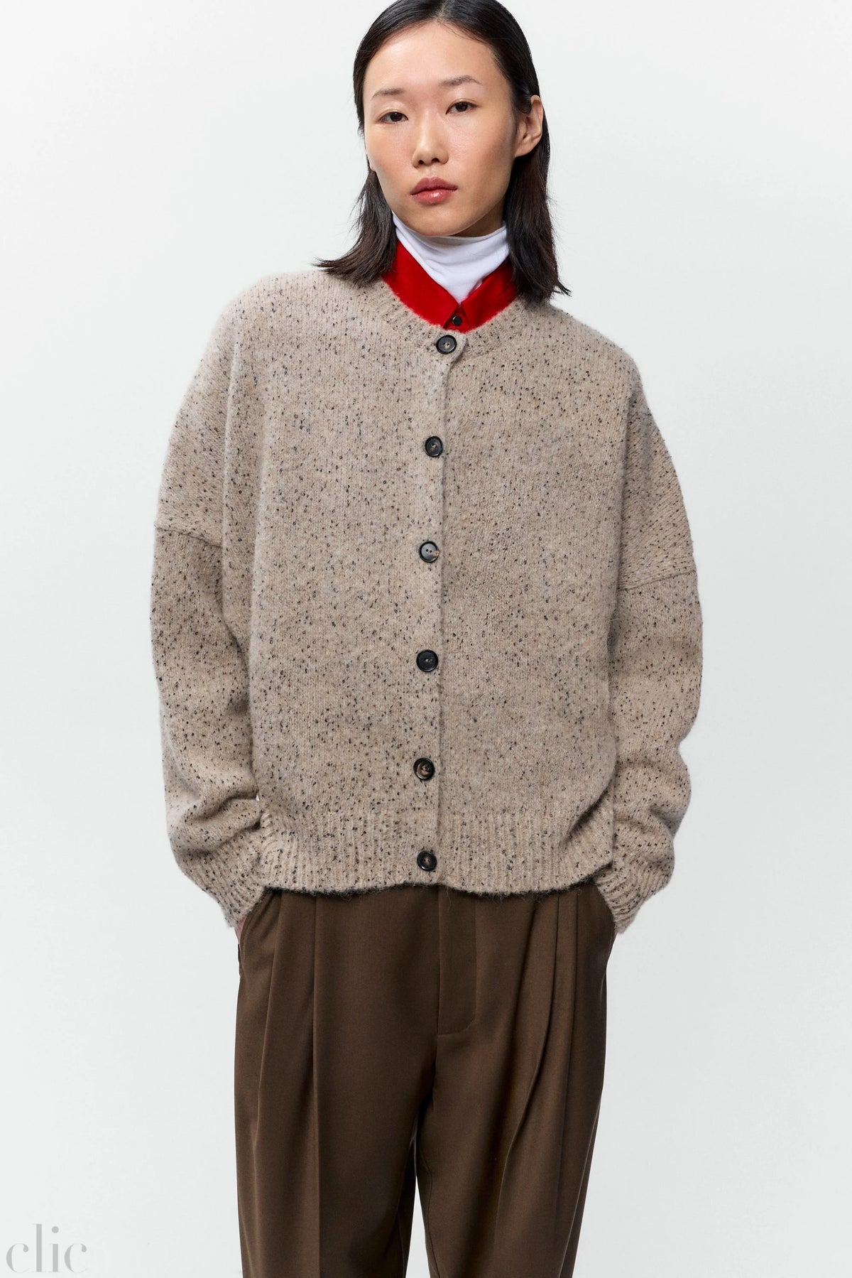 Speckled Cardigan in Piedra, from Cordera