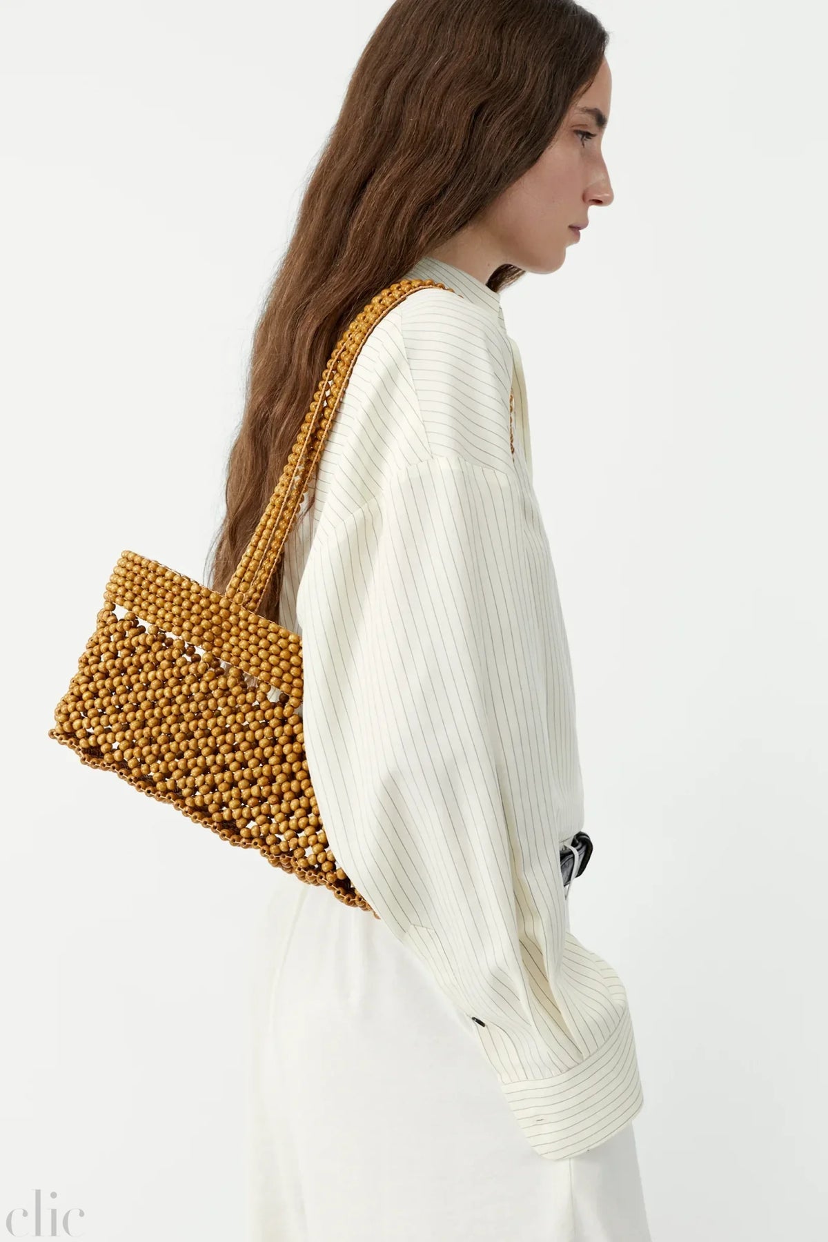 Wooden Beads Mini Bag in Ochre, from Cordera