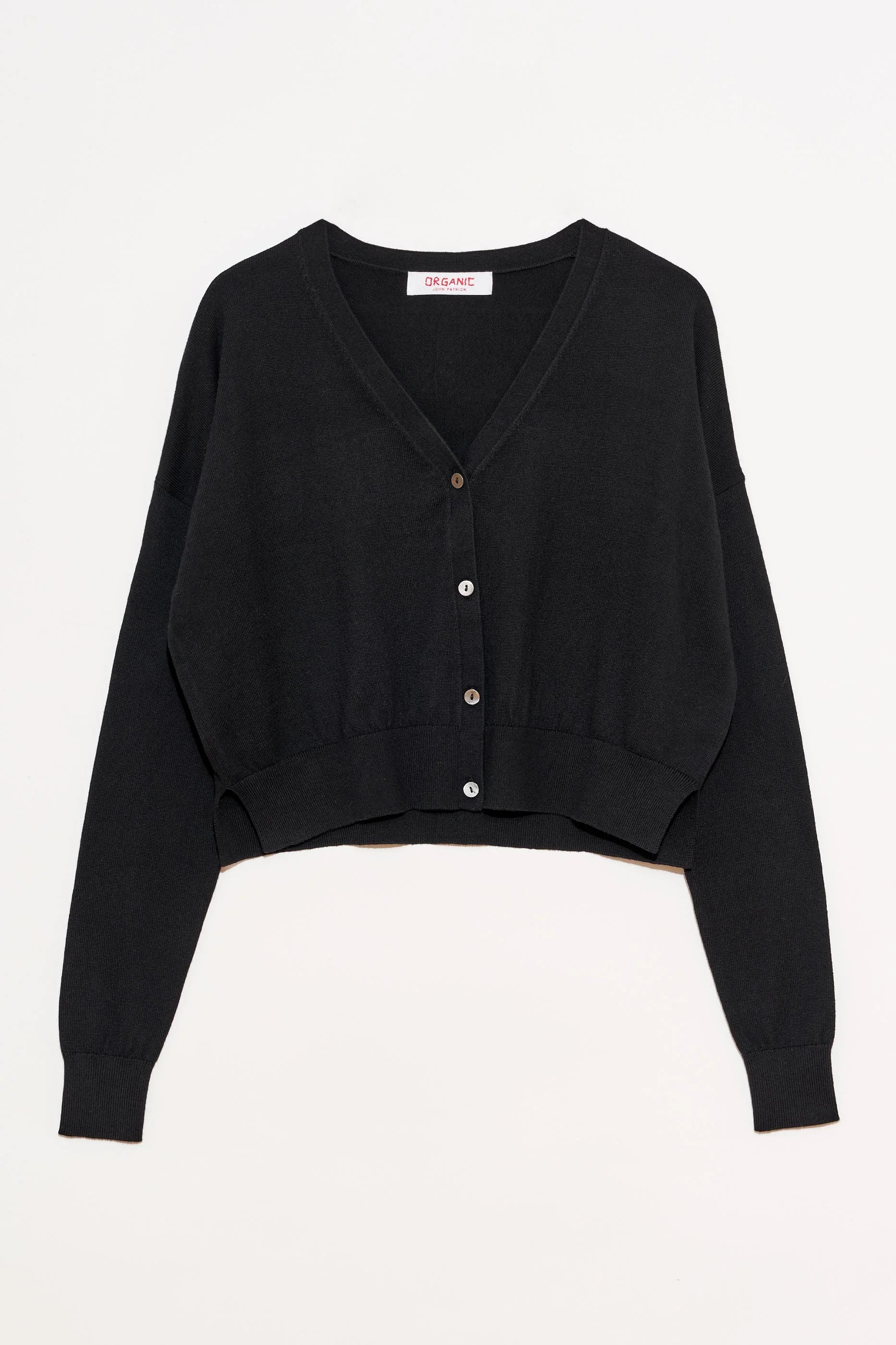 Cotton Cashmere Cropped Cardigan in Black, from Organic by John Patrick