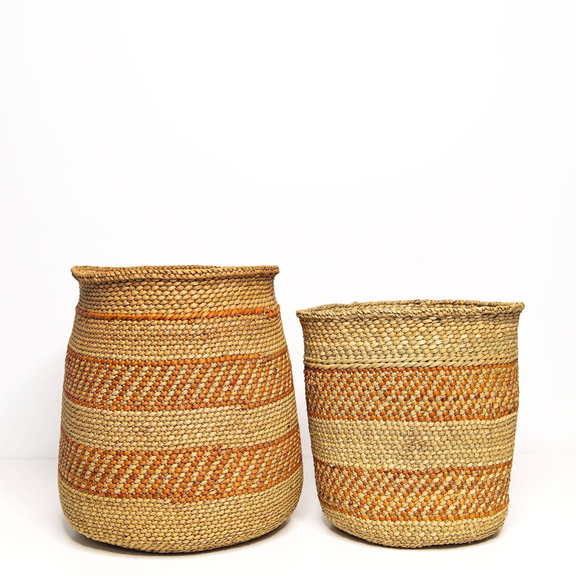 Large Iringa Basket in Aburn Stripe