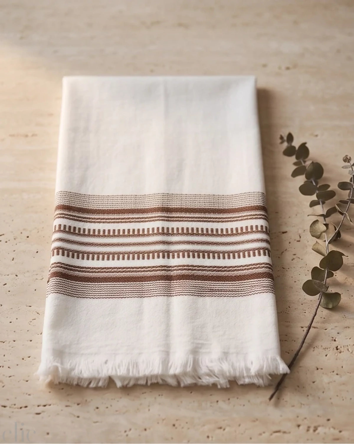 Antigua Stripe Kitchen Towel in Espresso Bown