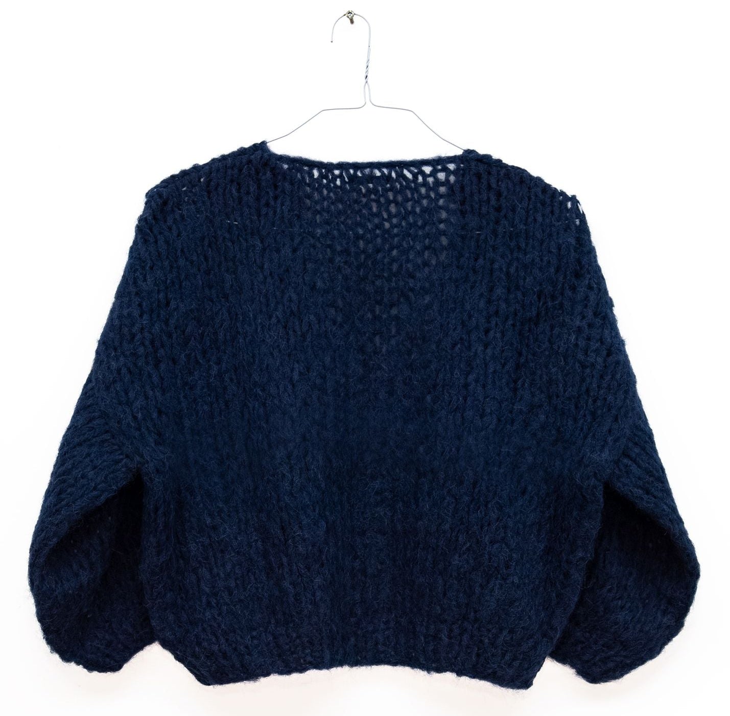 Fleecy Alpaca Bomber Cardigan in Dark Blue, from Maiami