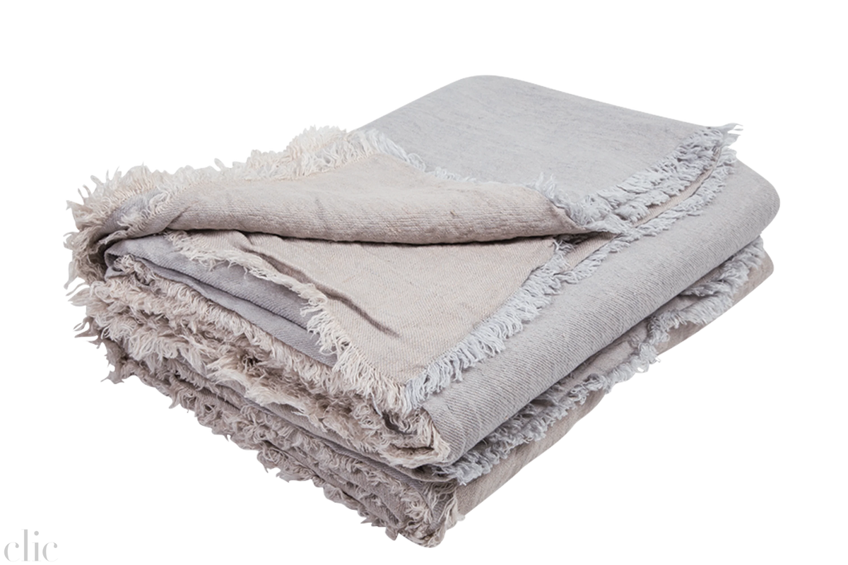 Crumpled Linen Washed Throw in Perle, from Maison de Vacances