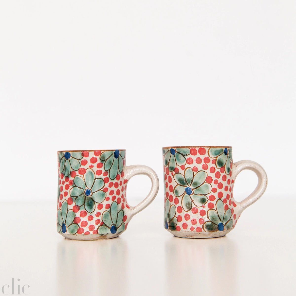 Daisy Fields Ceramic Espresso Mug in Red, from Kiliim