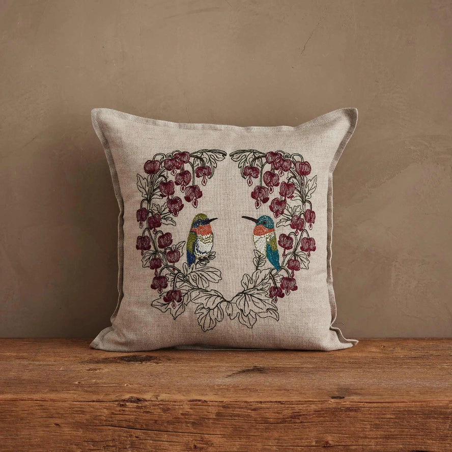 Hummingbird Hearts Pillow, from Coral & Tusk