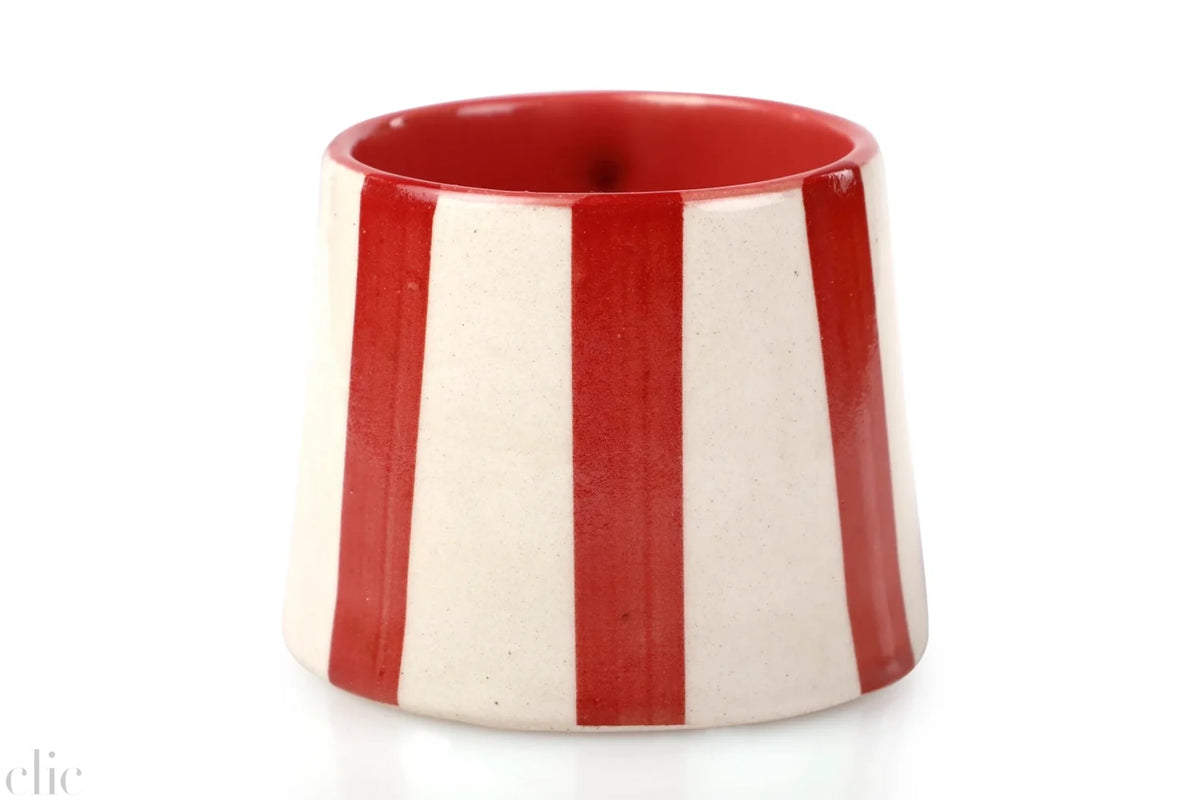 Ceramic Stripe Coffee Cup in Red, from Casa Amarosa