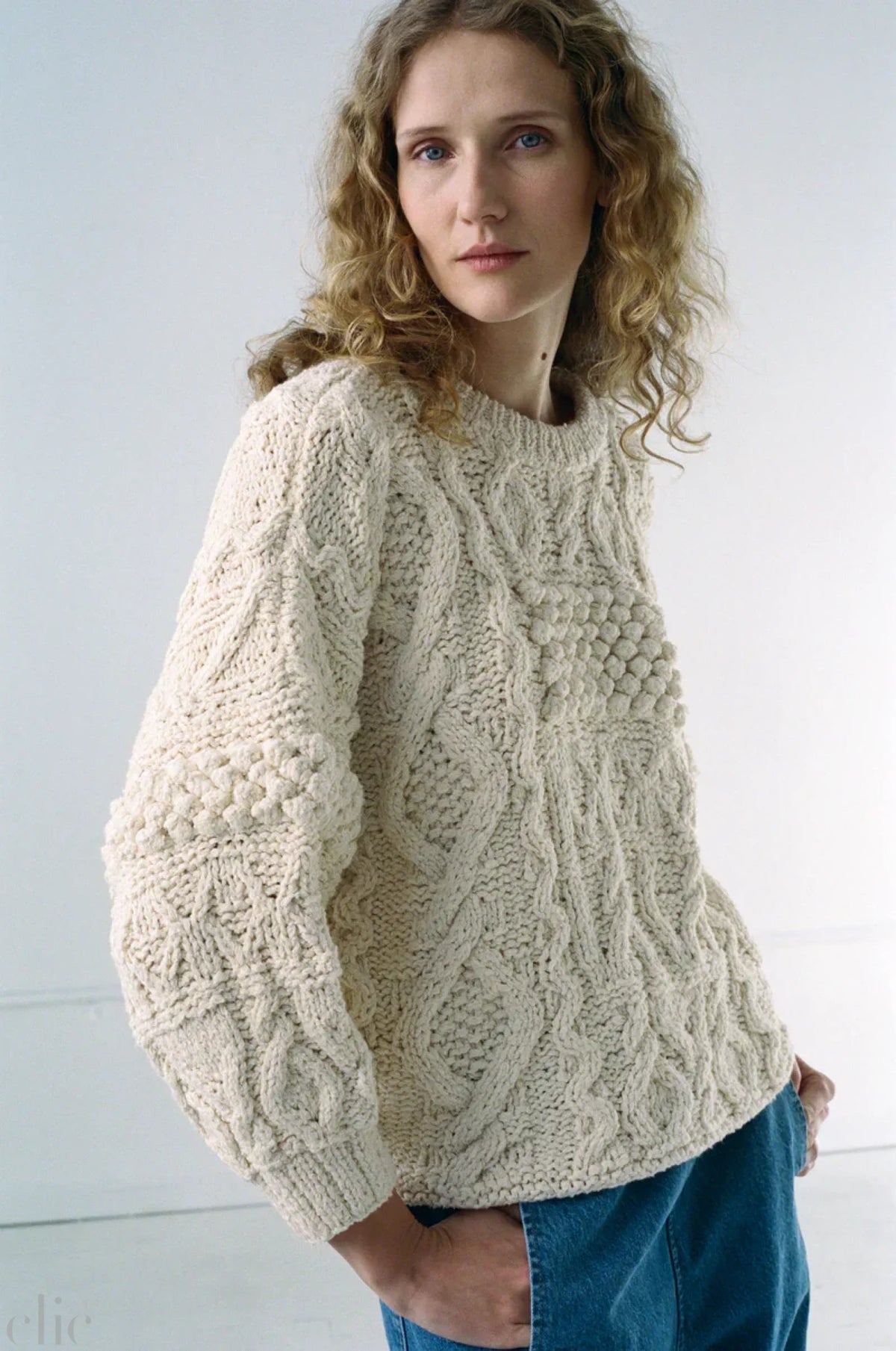 Patchwork Crewneck in Natural, from Shaina Mote