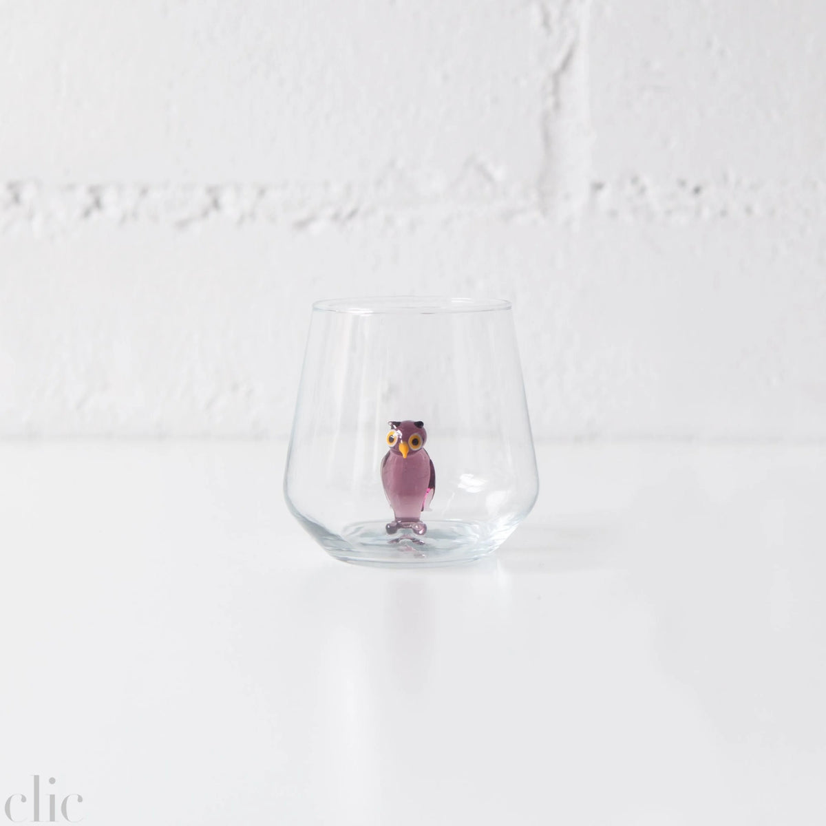 Purple Owl Drinking Glass