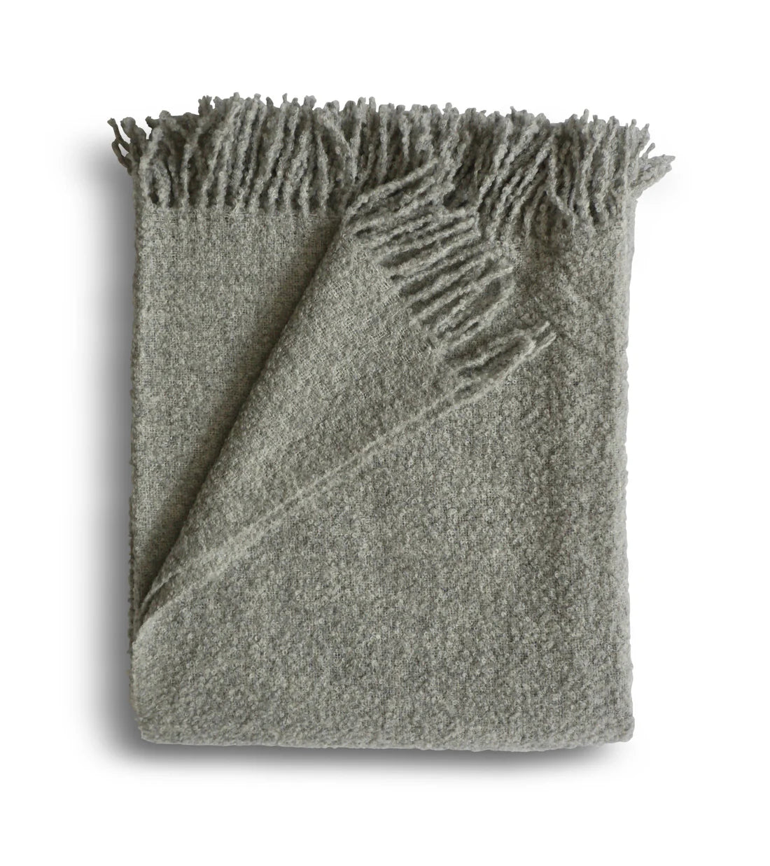 Boucle Alpaca Throw in Fog, from Evangeline