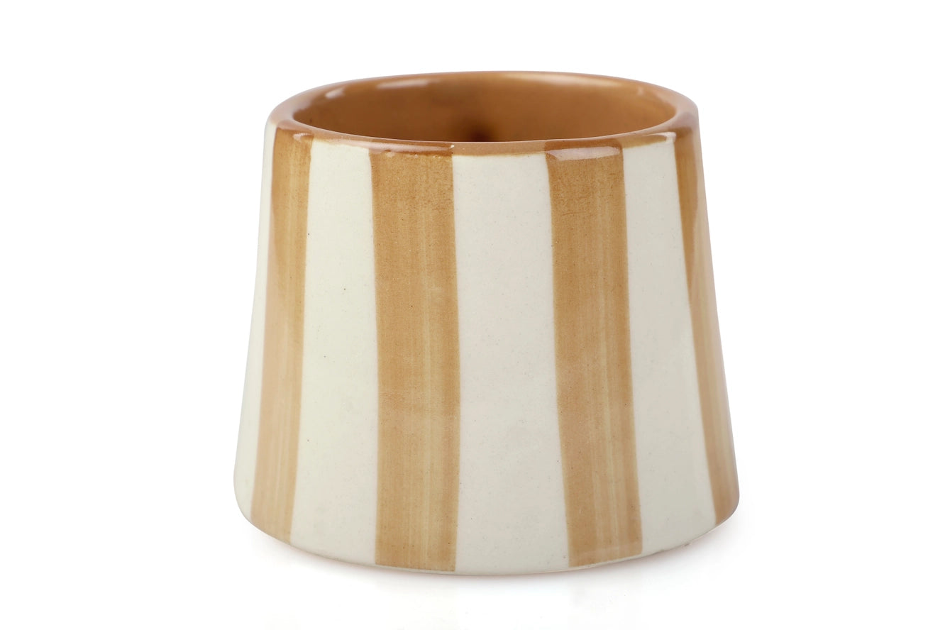 Ceramic Stripe Coffee Cup in brown, from Casa Amarosa