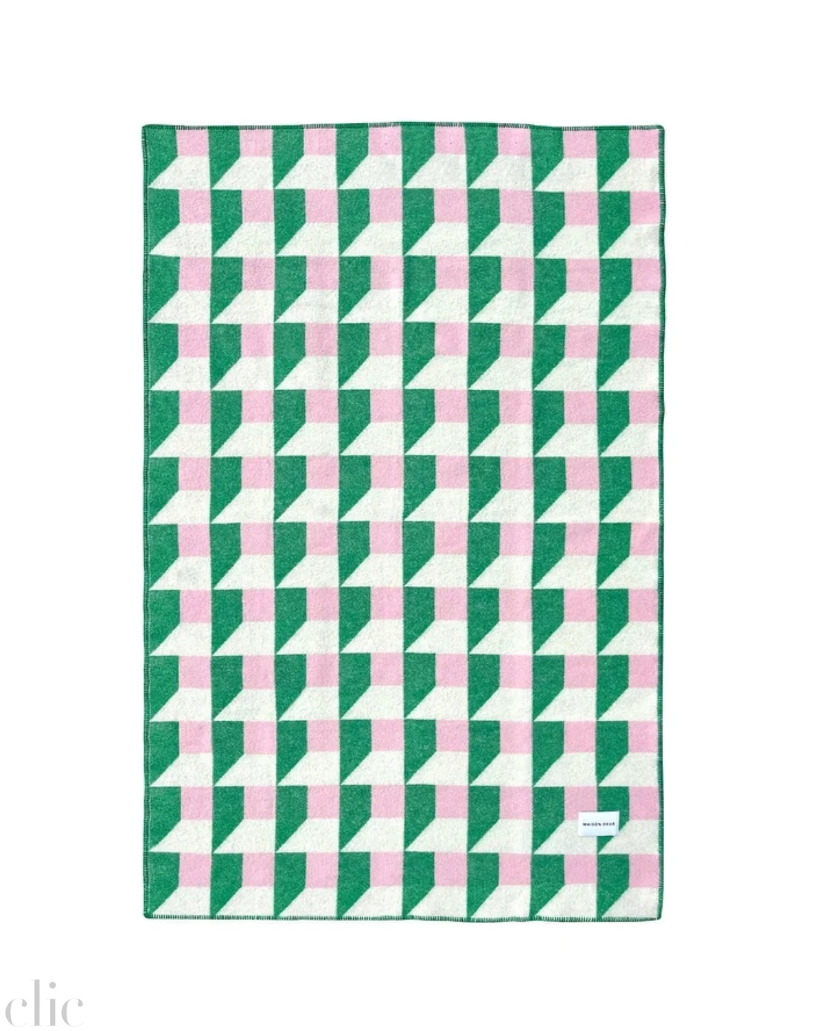 Cubics Blanket in Grass and Pink, from Maison Deux