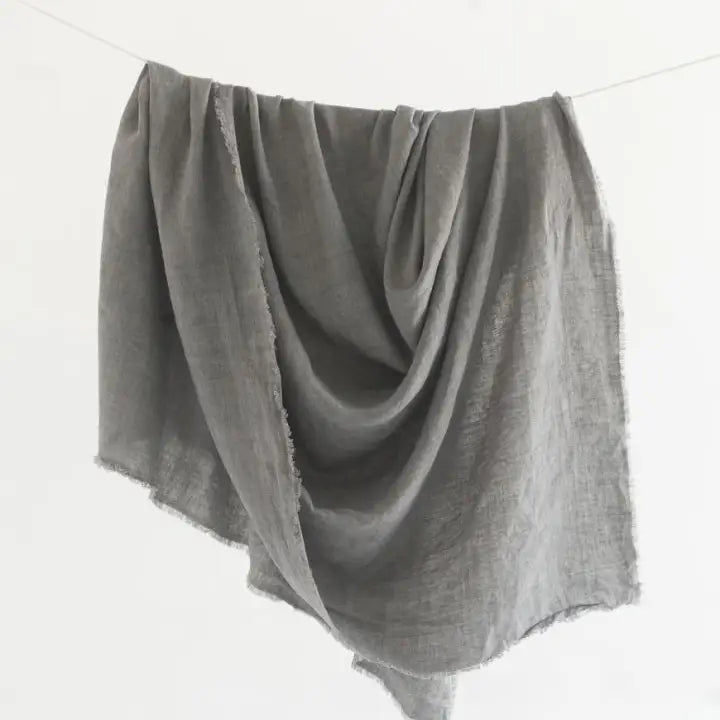 Stone Washed Linen Throw Blanket in Oyster, from Creative Women