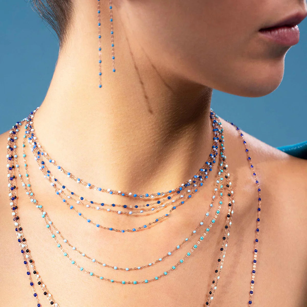 Classic Gigi Blue Necklace, Yellow Gold from Gigi Clozeau