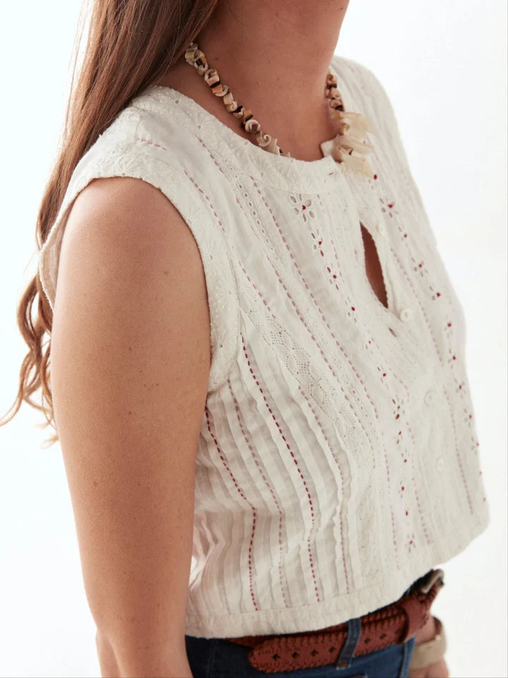 Francesca Blouse in Capri Panna, from Maison Hotel