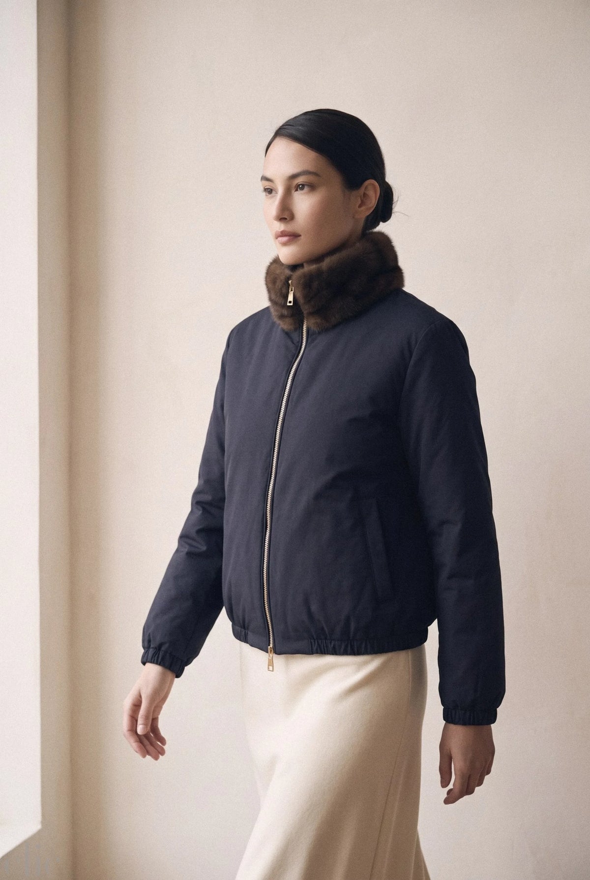 Reversible Faux Fur Dark Brown and Navy, from Frisson