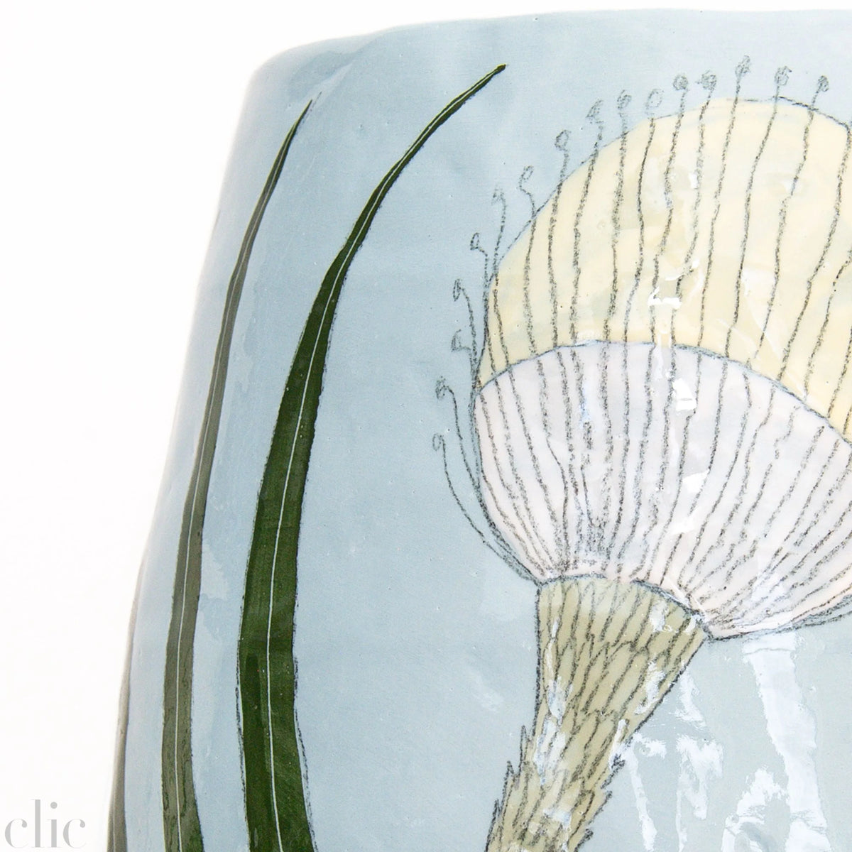Large Yellow Flower Vase 12 in Blue, from Gemma Orkin Ceramics