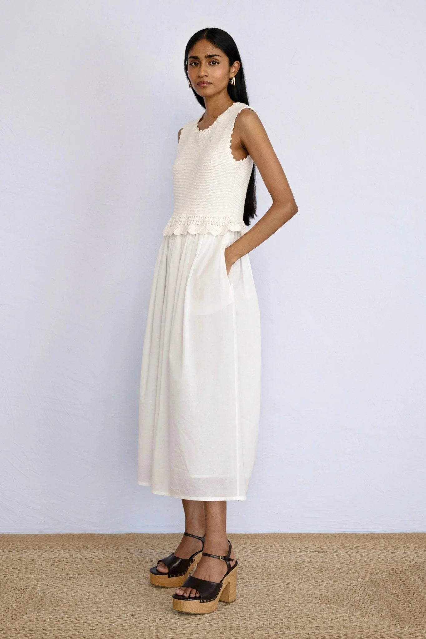 Heather Crochet Dress in Ivory, from Banjanan