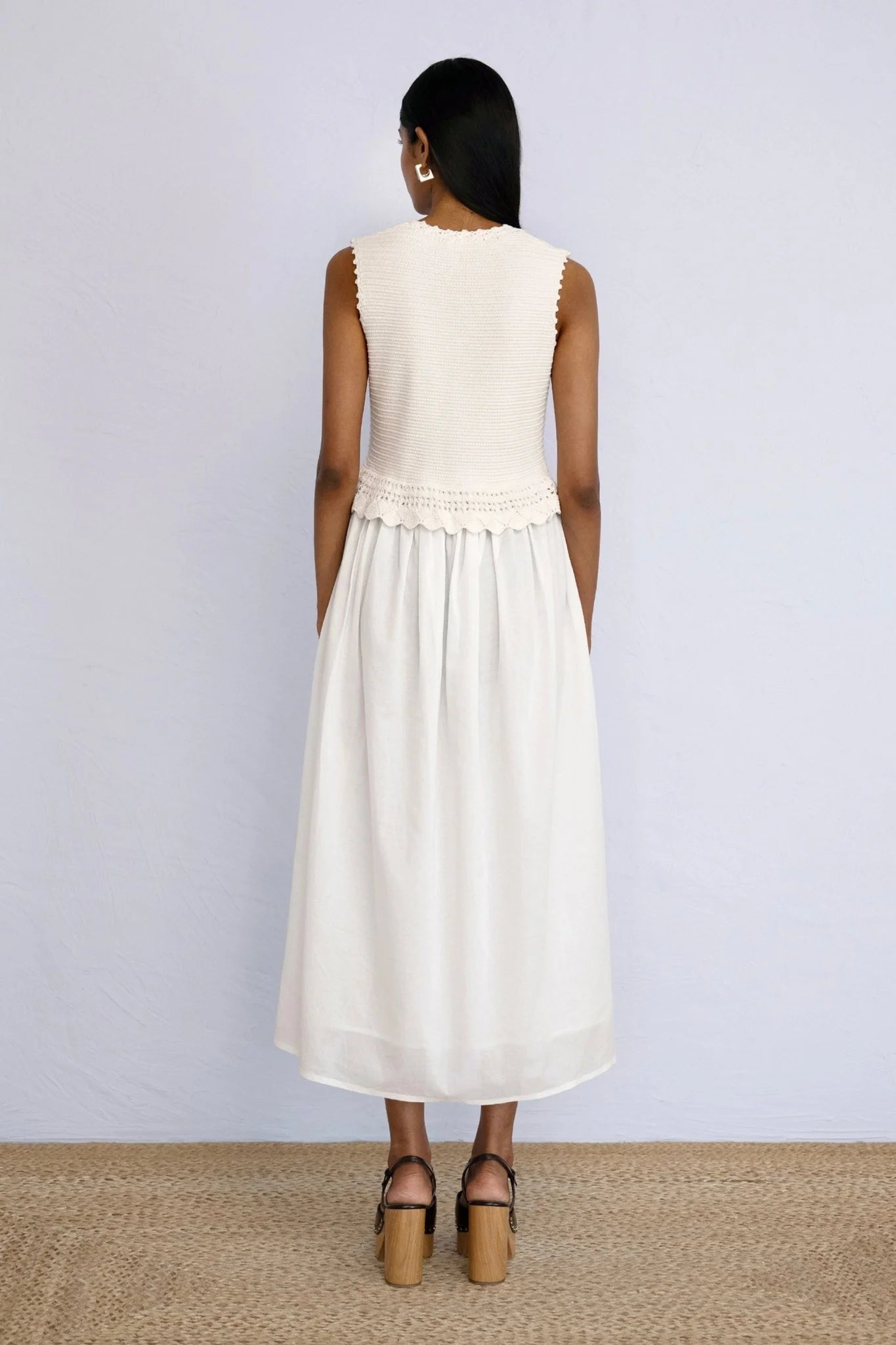 Heather Crochet Dress in Ivory, from Banjanan