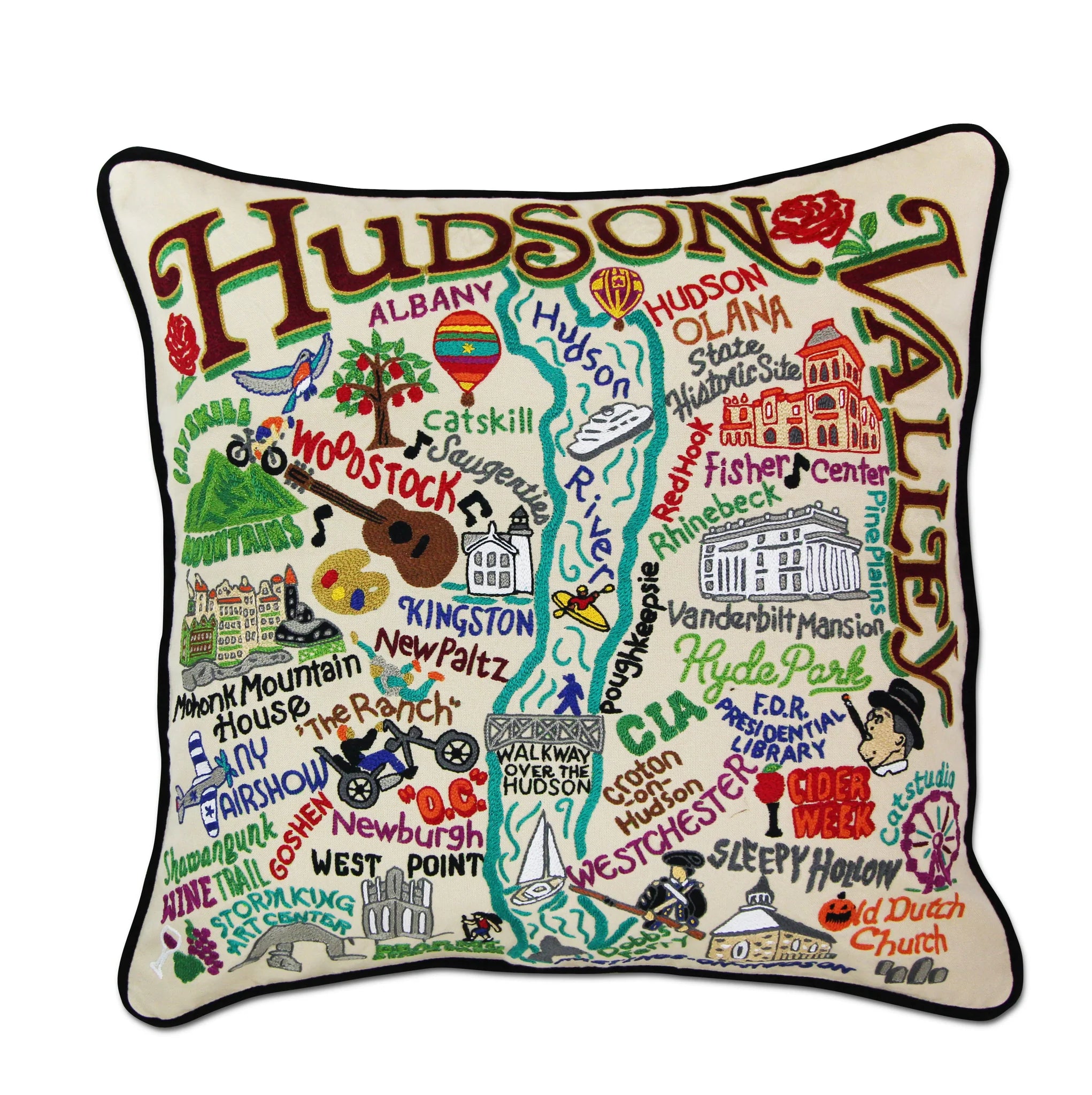 Hudson Embroidered Pillow, from Catstudio