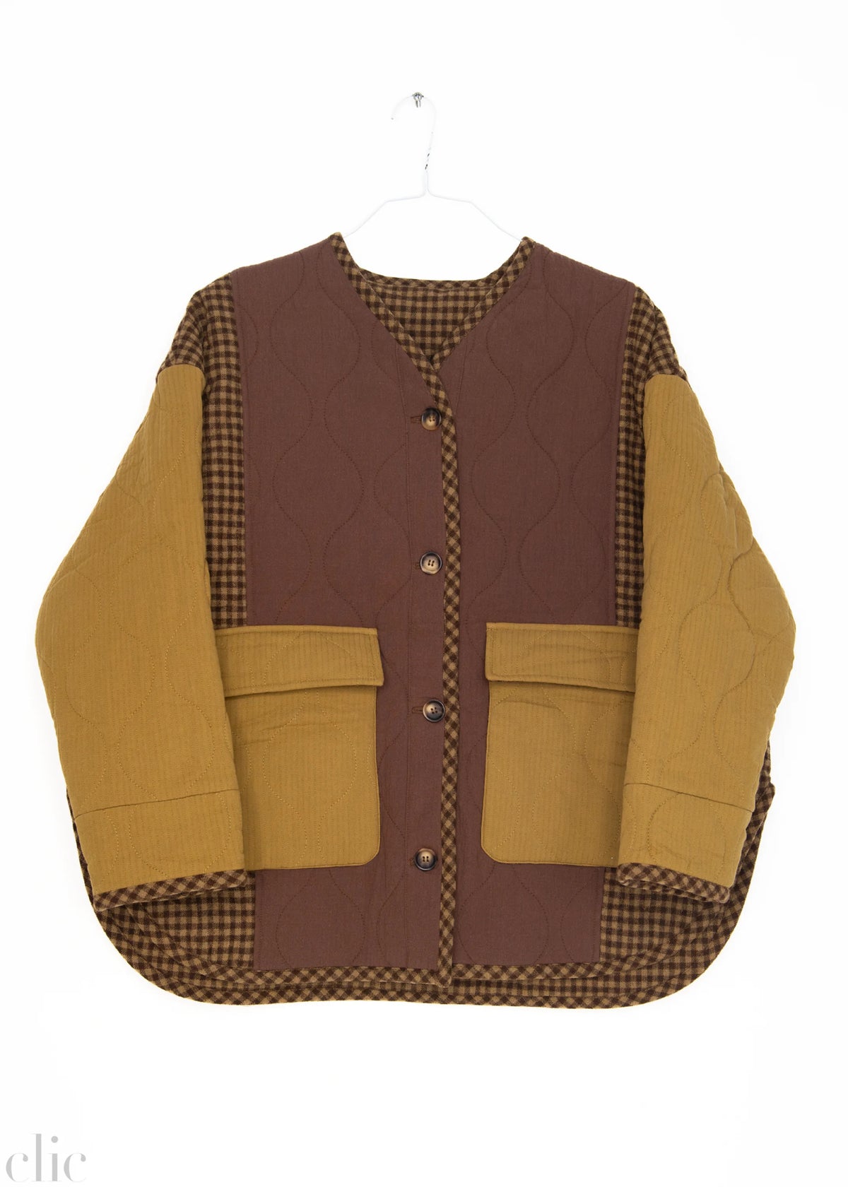 Reversible Patchwork Jacket in Brown and Multi
