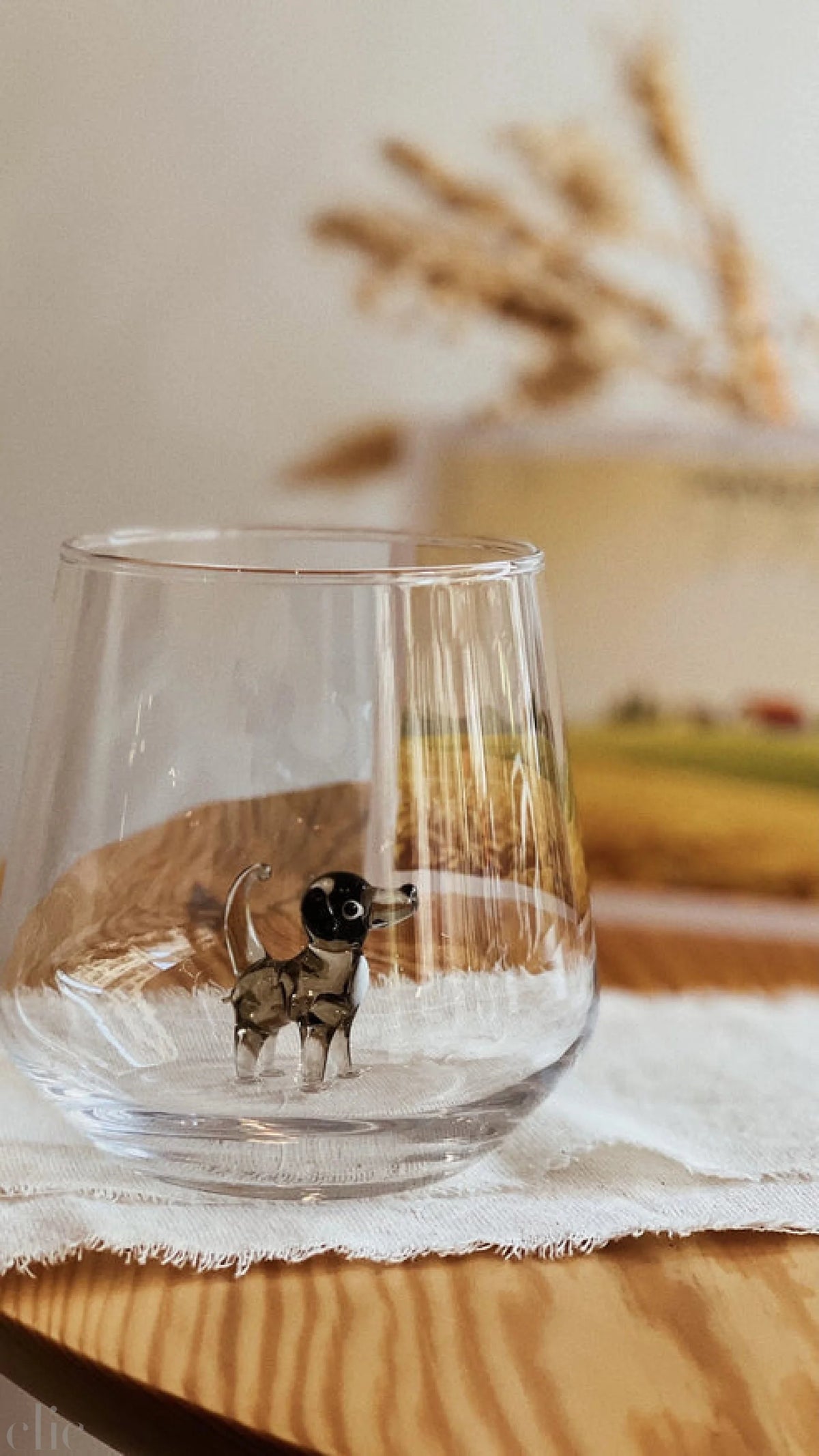Black Dog Drinking Glass