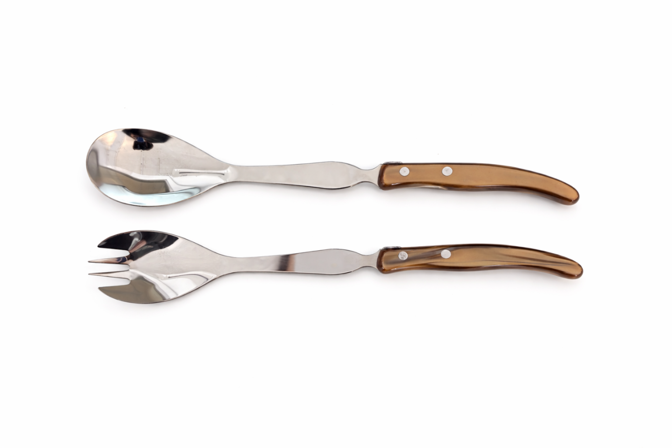 Berlingot Salad Servers in Cappuccino, from Claude Dozorme