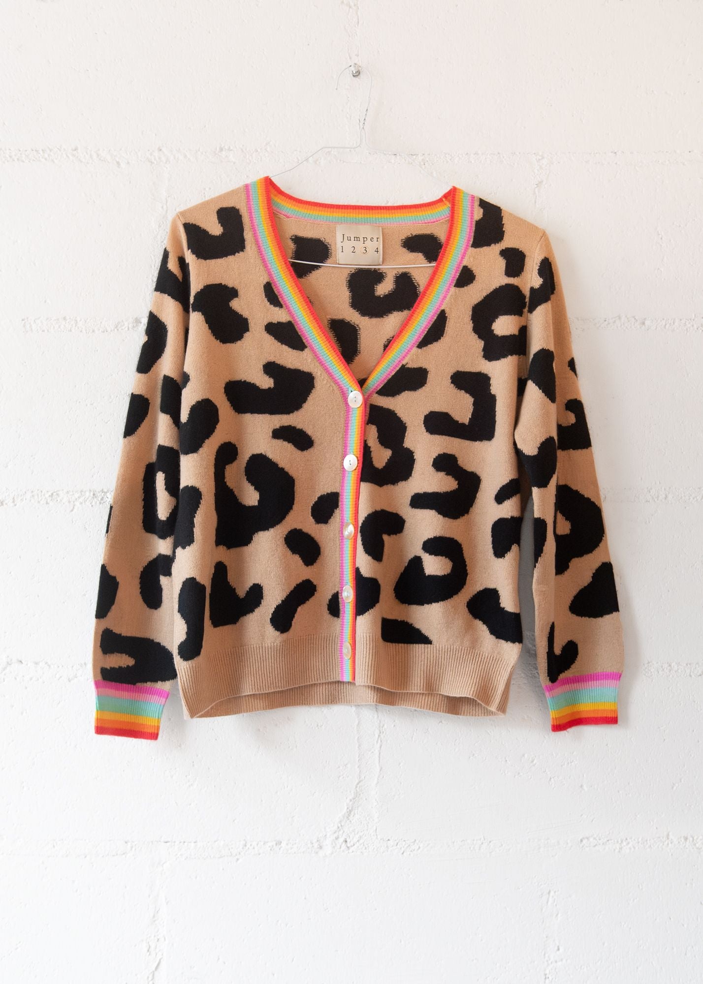 Pink and grey leopard cardigan best sale