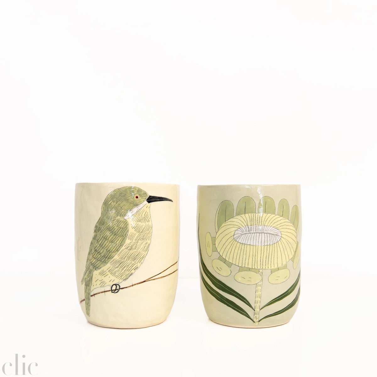 Small Green Bird Vase 11 in Buttercup, from Gemma Orkin Ceramics