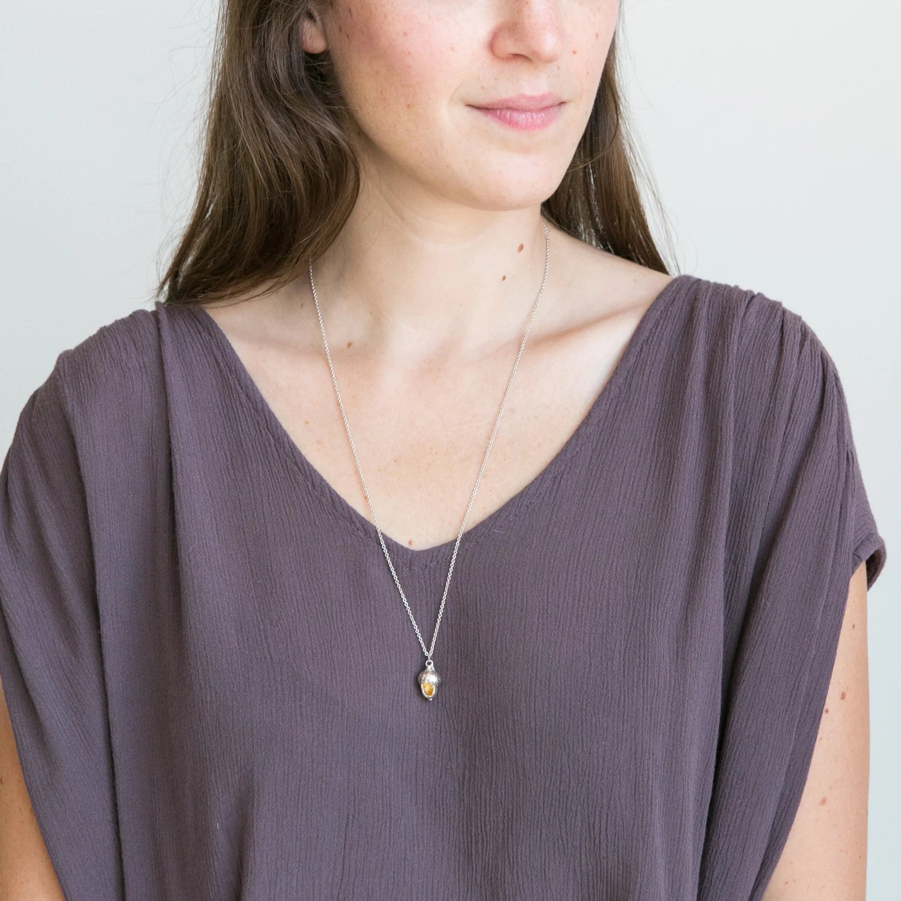 Hallow Red Acorn Necklace, from Thicket