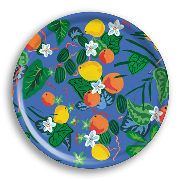 Patch NYC Orange and Lemons, Large Round Tray, from Avenida Home