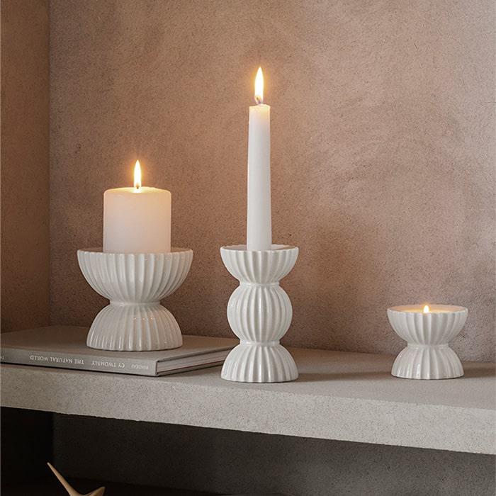 Large Tura Candleholder in White, from Lyngby Porcelaen
